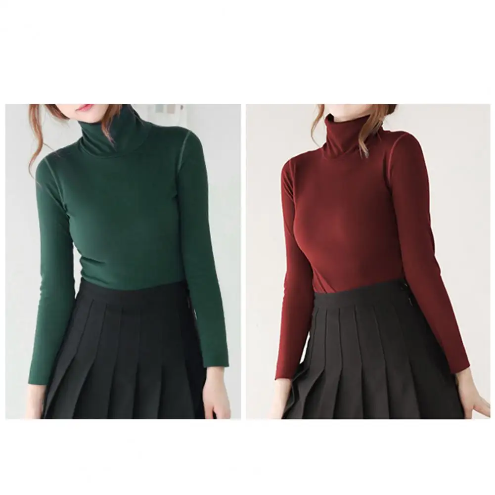 

Women Plus Size Elasticity Bottoming T Shirt Women High Collar Long Sleeve Slim Women's Tops Autumn Wild T shirt