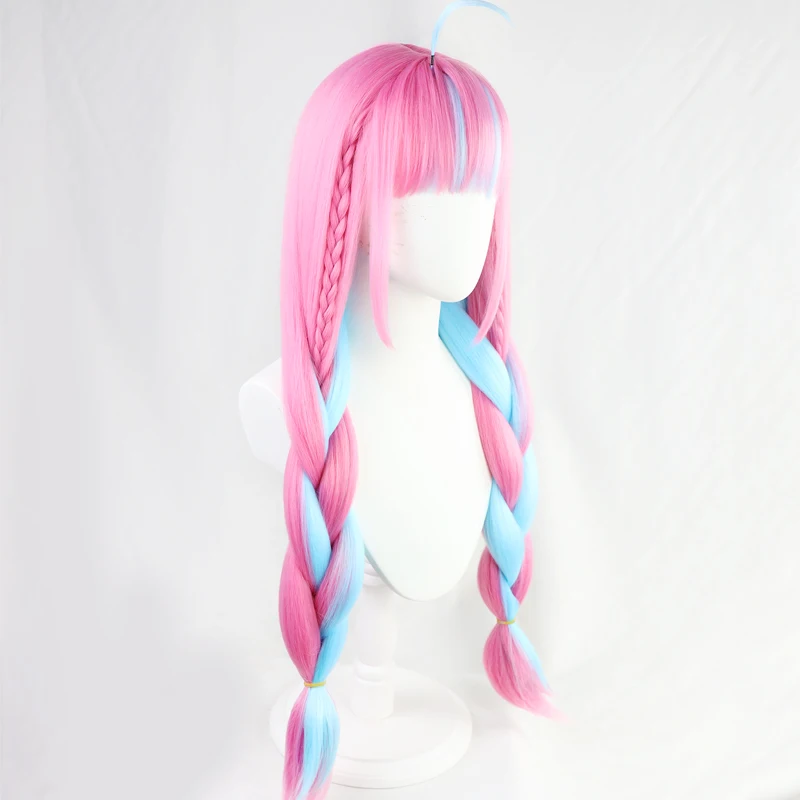 VTuber Hololive Minato Aqua парик смешанные синие Розовые косы для девочек двойной хвост