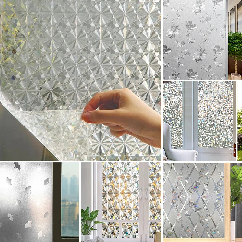 

Frosted Privacy Window Film Non Adhesive Static Cling Vinyl Glass Film UV Protection Window Stickers For Home Removable Sticker