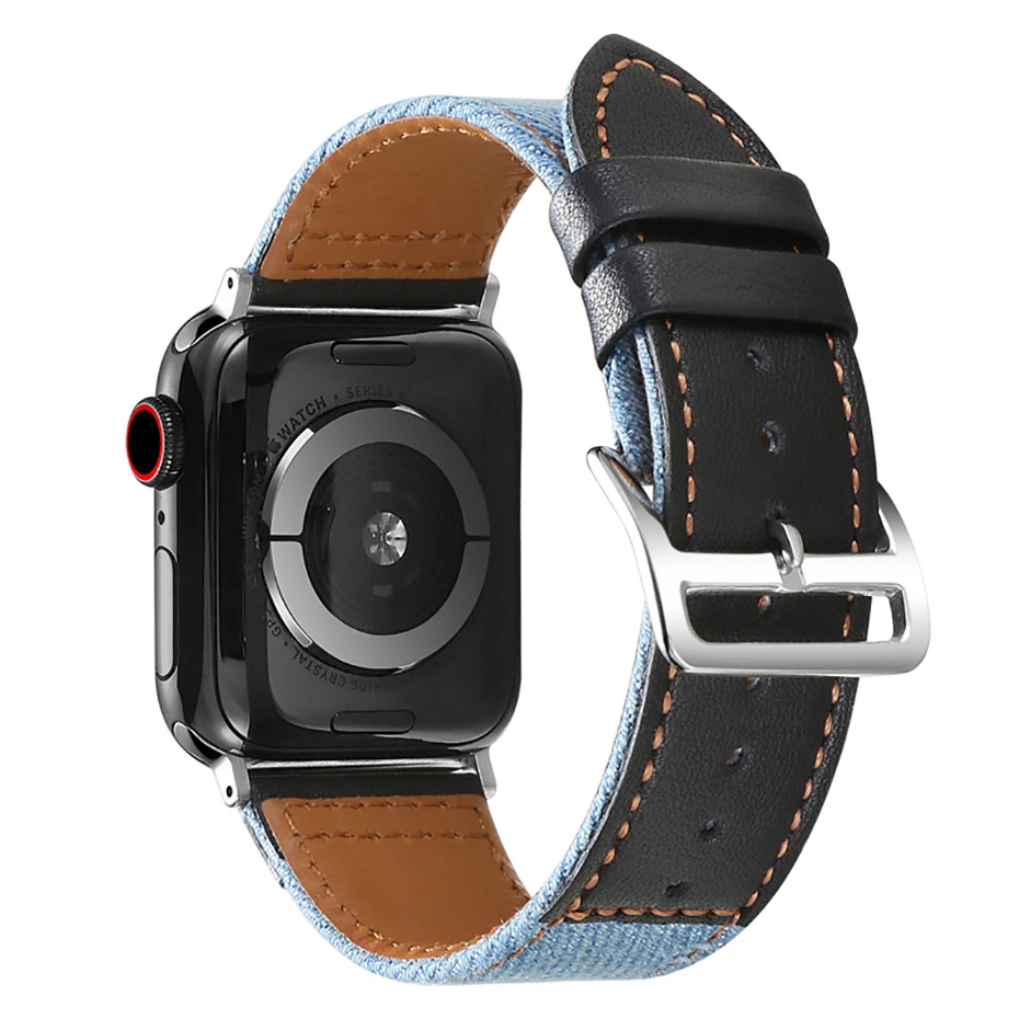 Ремешок нейлоновый кожаный для apple watch band 44 мм Iwatch series 6 5 4 3 Аксессуары смарт-часов