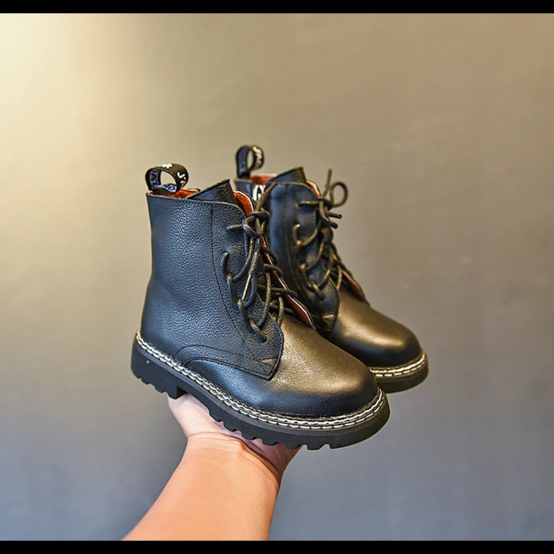 Осенние детские Ботинки Martin ботильоны для мальчиков кожаные ботинки маленьких