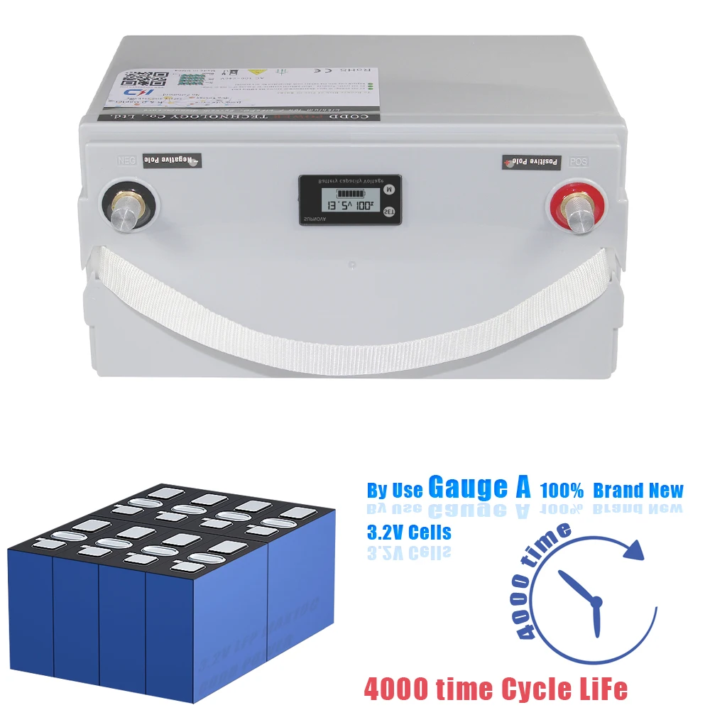 للبيع بطارية LiFePO4 ، 12 فولت ، 100 أمبير ، 200 أمبير ، مع BMS ، بلوتوث ، علبة مقاومة للماء ، شاشة LCD