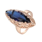 Женские кольца с голубым камнем, 29x10 мм, розовое золото 585 пробы
