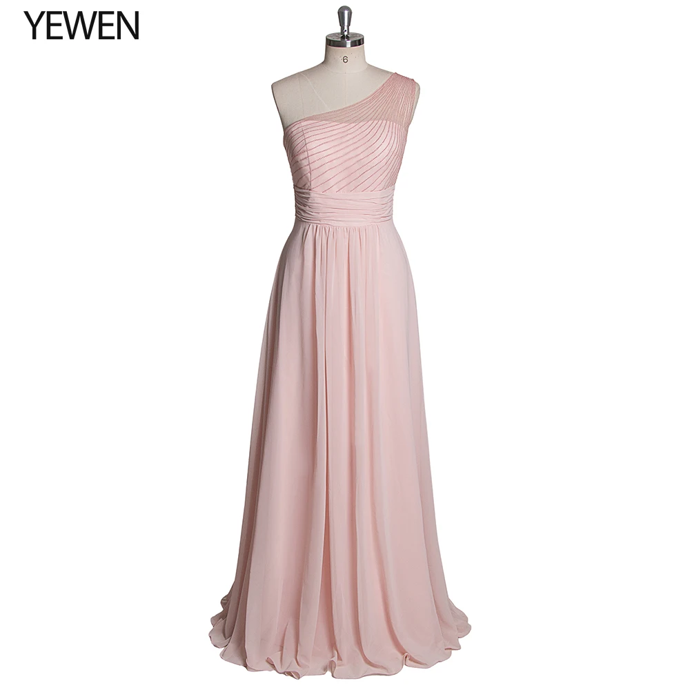 Розовые платья подружки невесты на одно плечо без Рукавов шифоновые