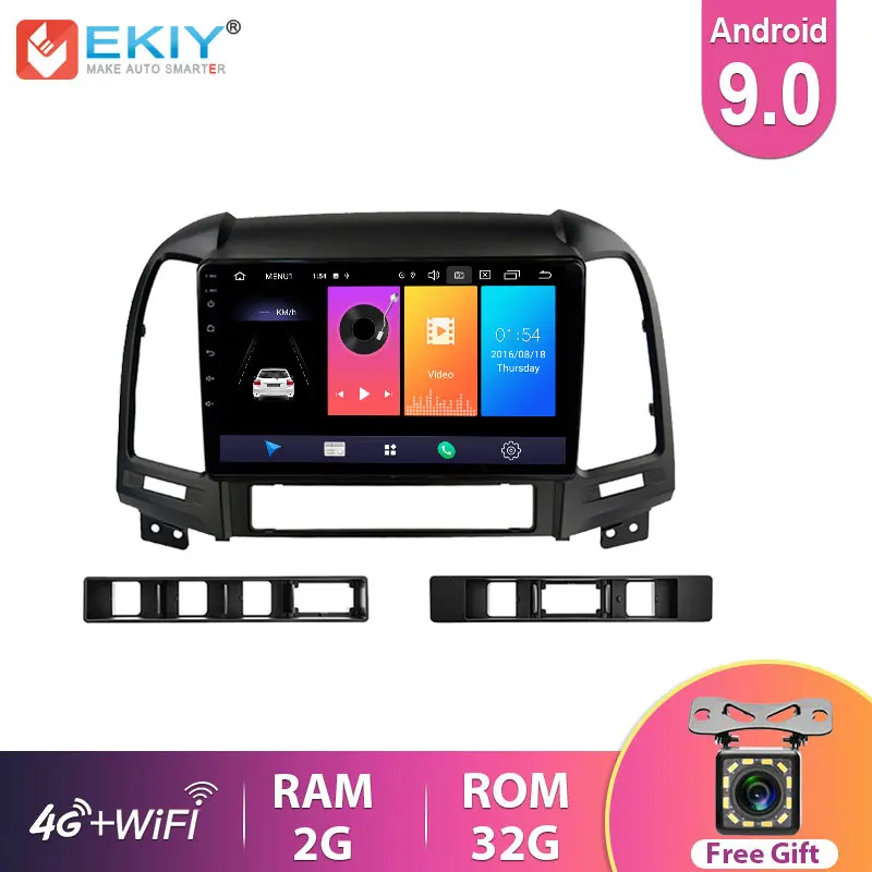 Автомобильный мультимедийный плеер Ekiy 9 дюймов IPS Android 0 не 2 Din для Hyundai SANTA FE 2005 2012 GPS