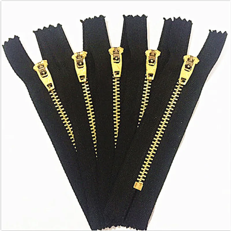 

5pcs 3# 10cm/15cm /18cm nylon brass metal zipper closed automatic lock stitching