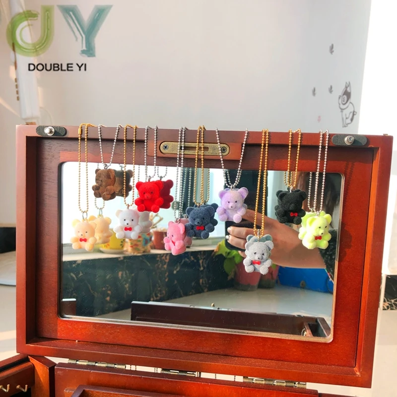 

2 Pcs Fall/winter Flocking Doll Sweater Chain Flocking Bear Sweater Pendant Bag Mobile Phone Pendant 2 Free Shipping