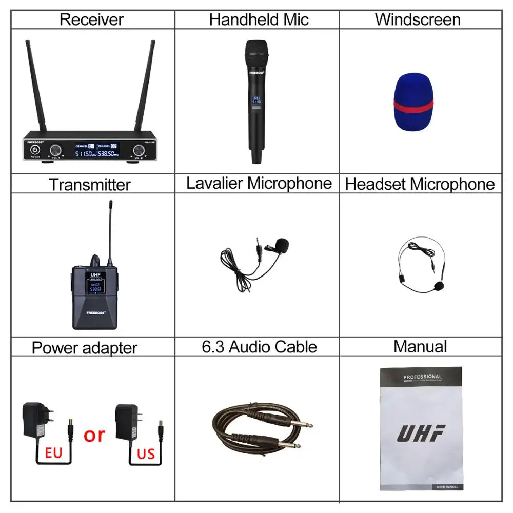 Freeboss FB U35H двухсторонняя UHF Беспроводная микрофонная система с фиксированной
