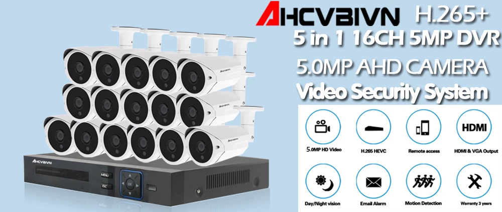 H.265+ 16CH SONY 5.0MP DVR система 16 шт. AHD 2592*1944p наружная Водонепроницаемая камера комплекты 16ch 5MP комплект видеонаблюдения 2 SATA
