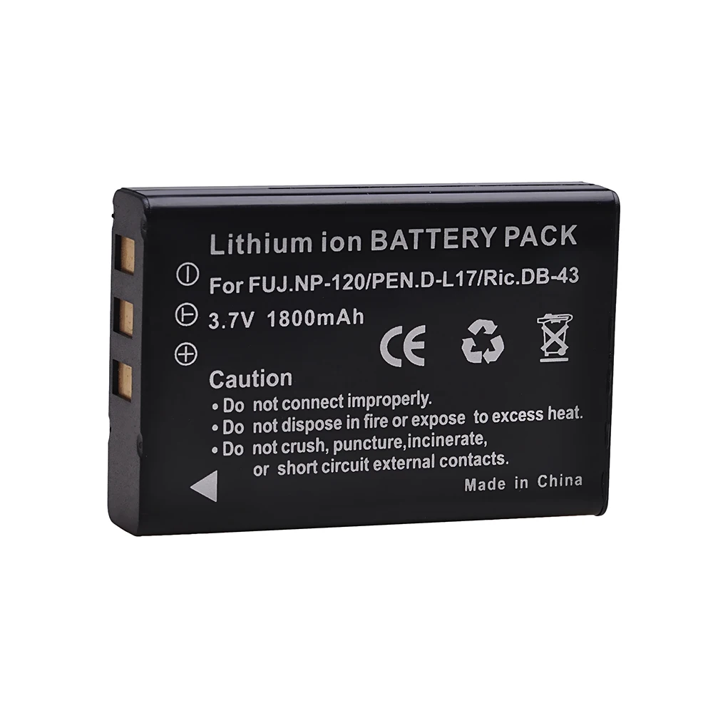 

1800mAh NP-120 NP120 D-L17 DB-43 Battery for Fujifilm NP 120 Pentax D L17 Ricoh DB 43 and FinePix 603 FinePix F10 F11 M603