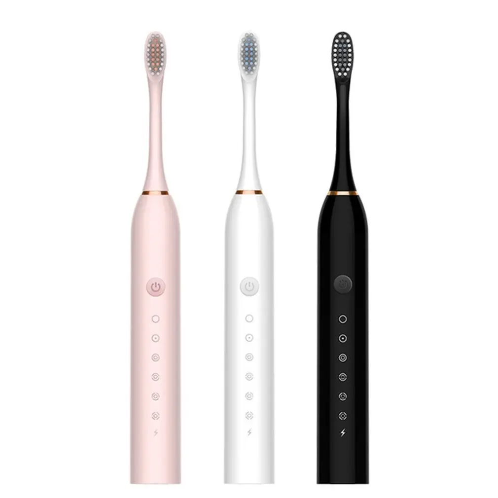 

Ultrasonic Electric Toothbrush Adult Timer Brush 6 Modes USB Rechargeable IPX7 Tooth Brush Replacement Heads Set