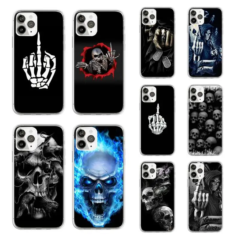 Скелет средний палец для мобильного телефона прозрачный мягкий свет iphone 5 5s 5c se 6 6s