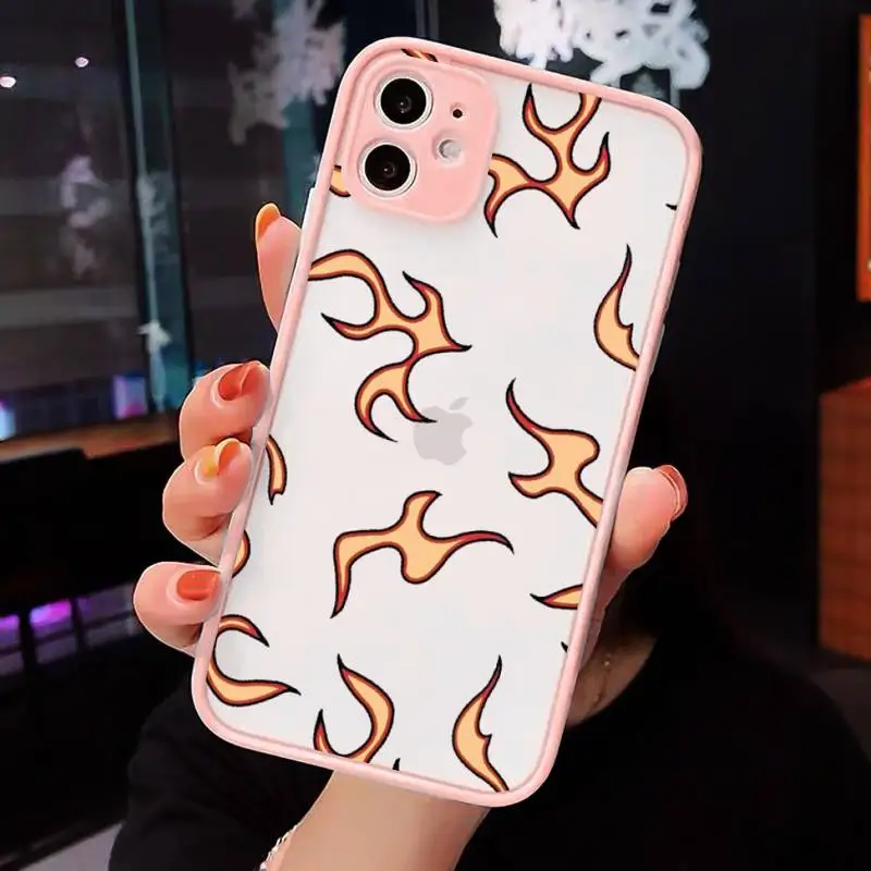 

Blue Flame Fire pattern Phone Cases matte transparent For iphone 7 8 11 12 plus mini x xs xr pro max cover