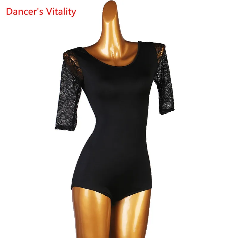 

Latin Dance Female Child Adult Elegant Lace Body Suit Practice Clothes Modern Dancing Onesies High-end Custom Performance Top