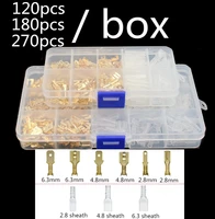 270180pcs insulated male female electrical wire connectors plug spring insulating sleeve assortment kit crimp terminals gold