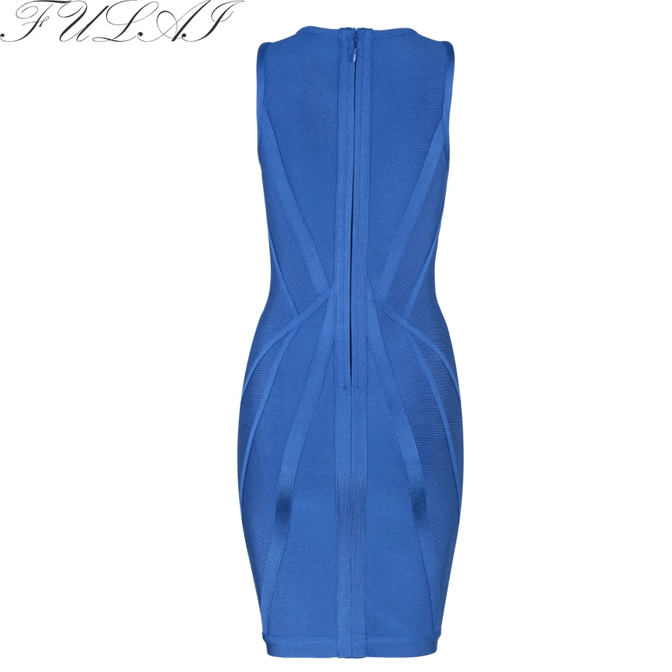 Женское Бандажное платье FULAI голубое облегающее мини-платье без рукавов вечернее