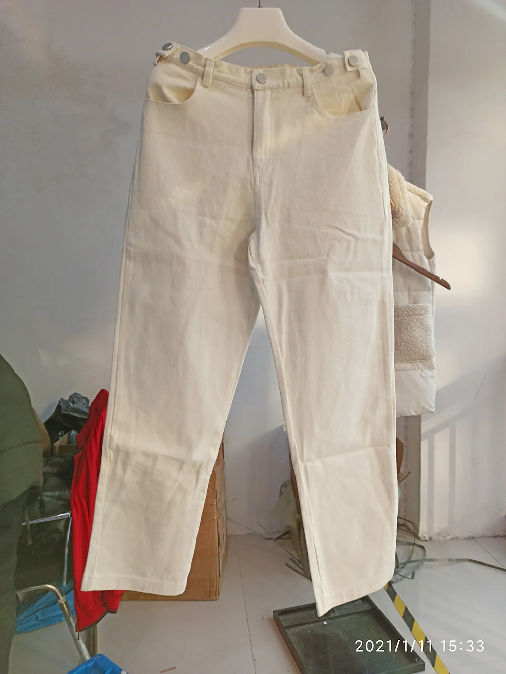 

IEFB 2021 Spring New Beige Casual Pants Men's Straight Loose Wide Leg Pants Korean Trend Zipper Trousers Basic Clothes 9Y5343