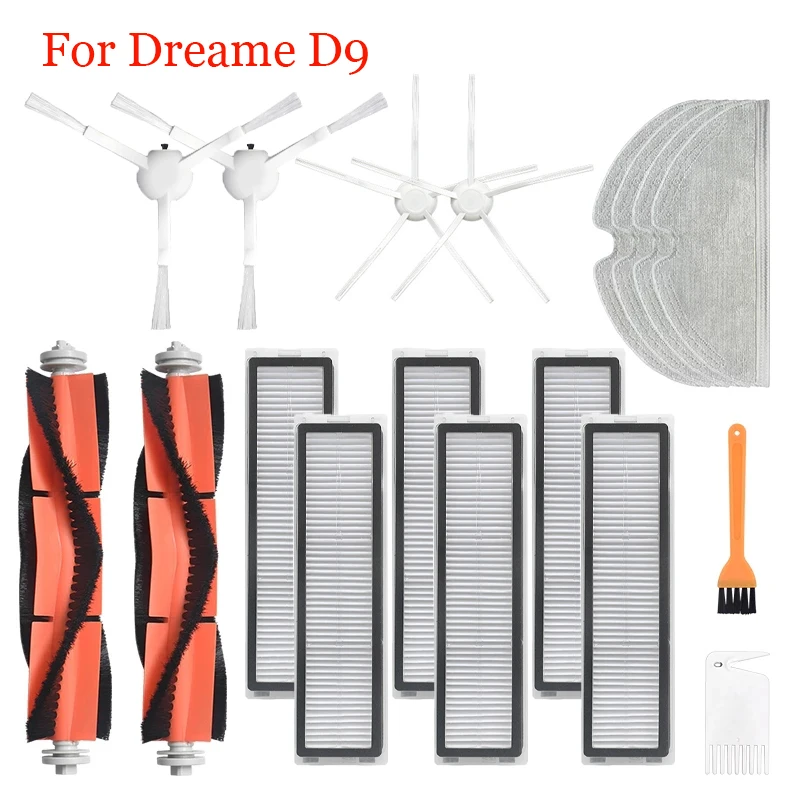 

For Dreame D9 Robot Vacuum Cleaner Replacement Accessories Main Brush Side Brush HEPA Filter Mop Cloth Rags Spare Parts