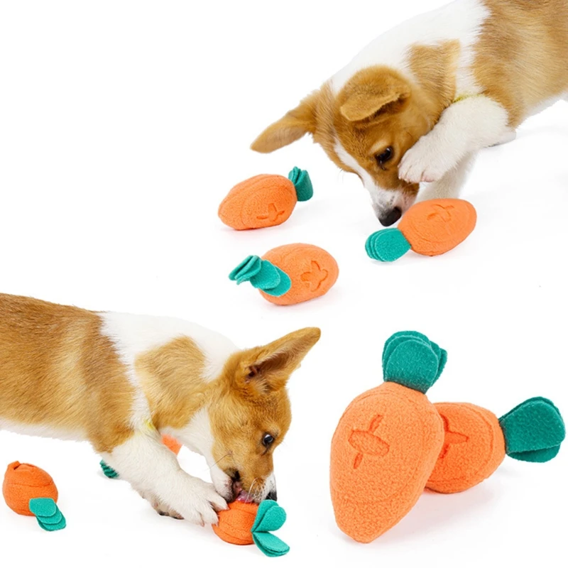 

Plush Carrot Dog Toys Snuffle Mat Dog Puzzle Hide Seek Food Foraging Training Slow Feeder Toys