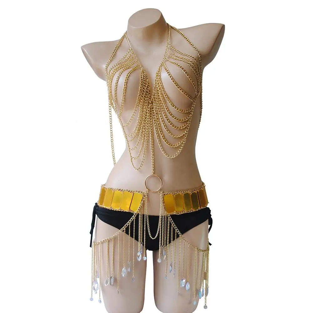 

2020 European and American fashion body chain inlaid with crystal, super shiny, hollow and sexy body chain, nightclub performanc