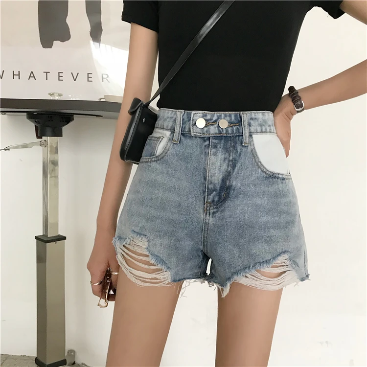 Han edition/джинсовые шорты с потертостями и неровными краями | Женская одежда