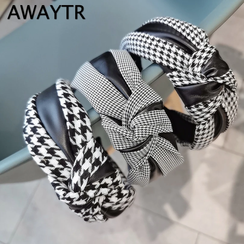

Женский обруч для волос AWAYTR, кожаный обруч из мягкой саржевой ткани, аксессуар для волос