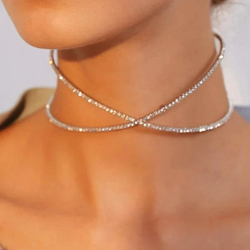 

Цепочка-чокер Stonefans с крестом женская, модное эластичное открытое колье-чокер, крученое ожерелье, Подарочная бижутерия