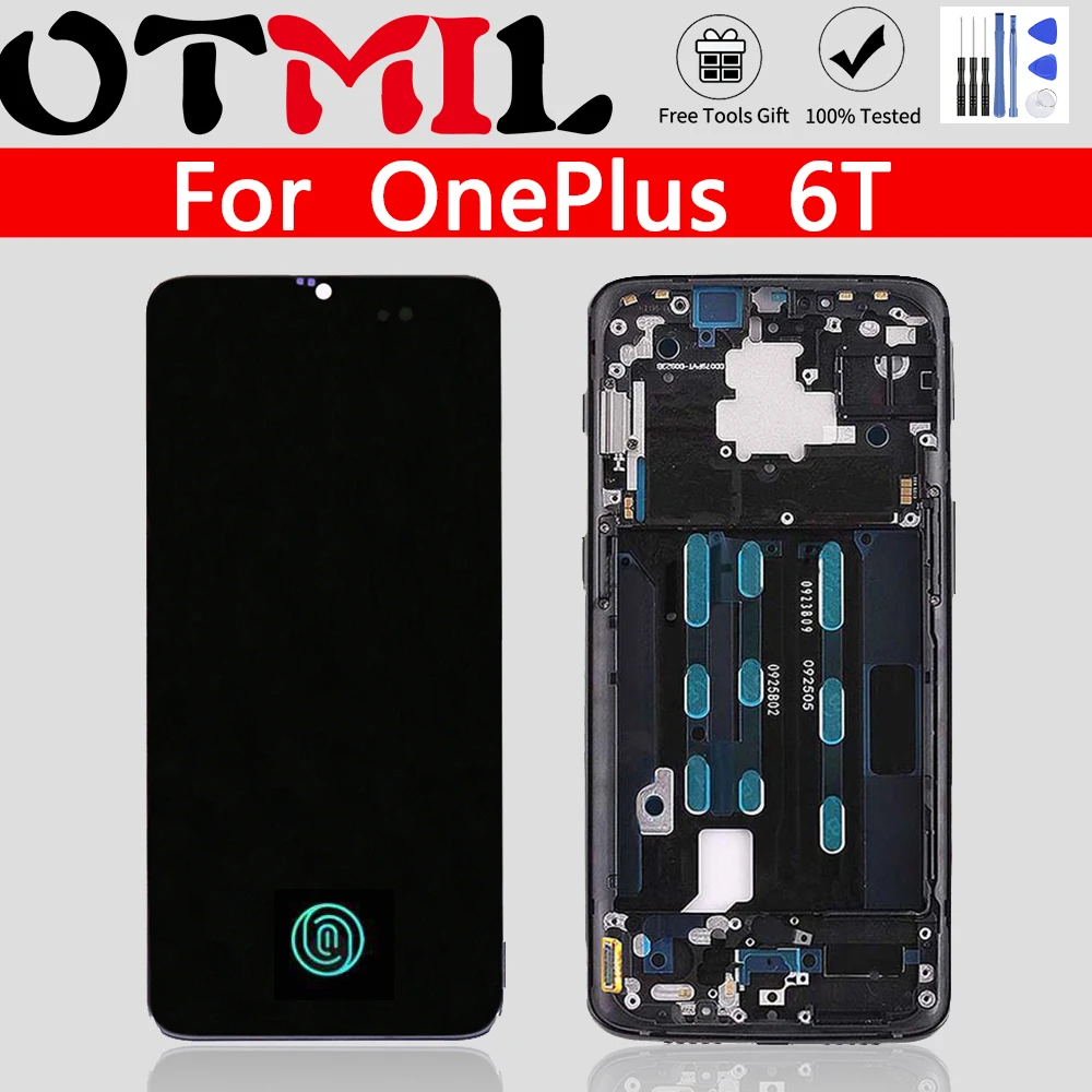

Оригинальный ЖК-дисплей 6,41 дюйма для OnePlus 6T, ЖК-дисплей, сенсорный экран, рамка, дигитайзер в сборе для Oneplus A6010 A6013, сменный экран