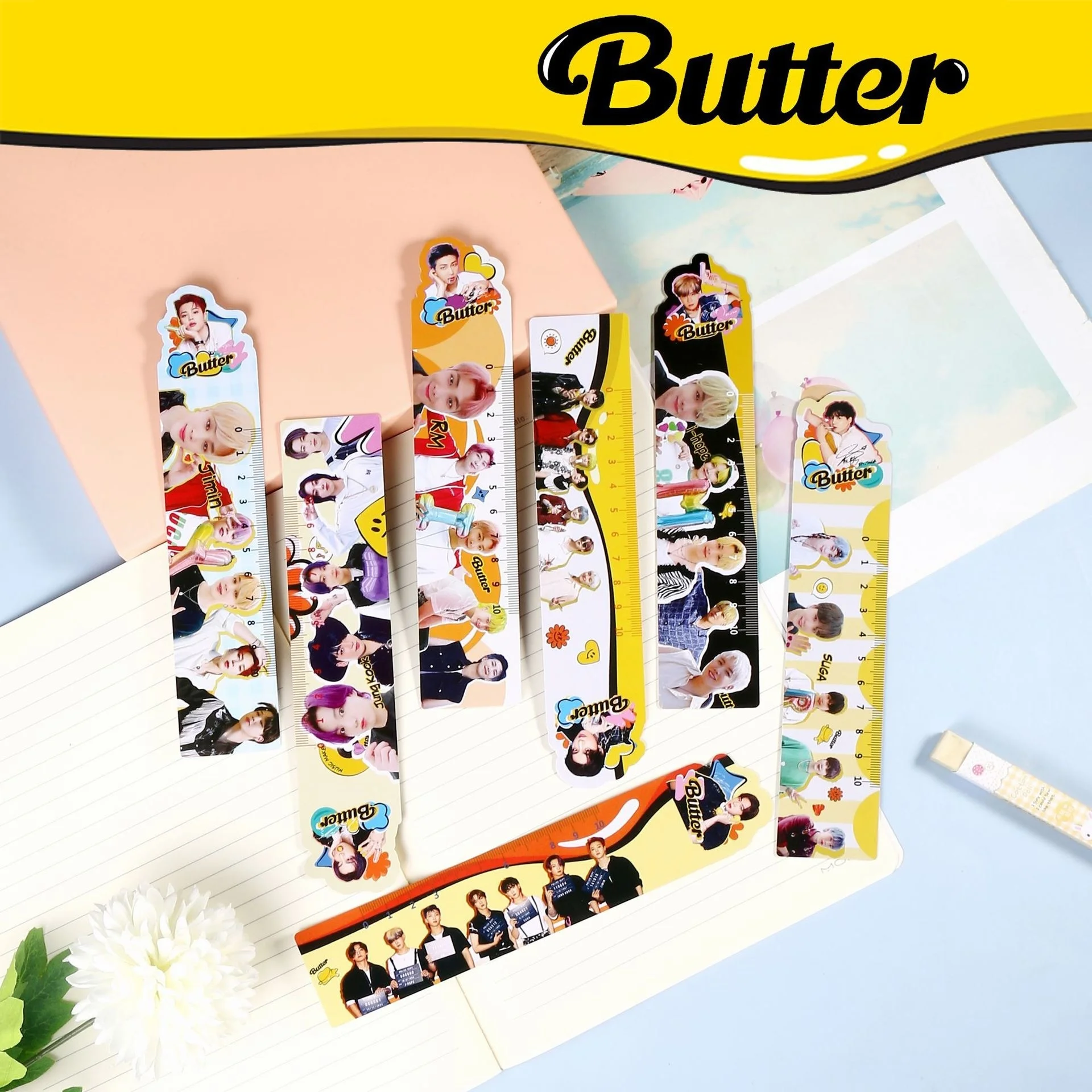 

KPOP Bangtan Boys New Album Butter Student Stationery Ruler Double-sided Soft Ruler Cosplay Gift JUNGKOOK JIMIN SUGA Fans