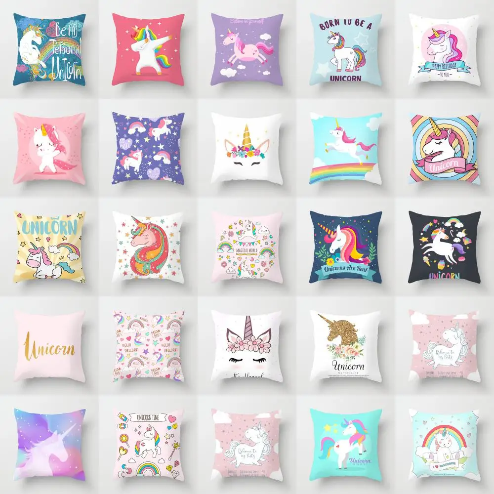 

Милый единорог, накидка для подушки, одежда для дома с изображениями героев мультфильма подушка для дивана наволочка подушки для подушек сп...