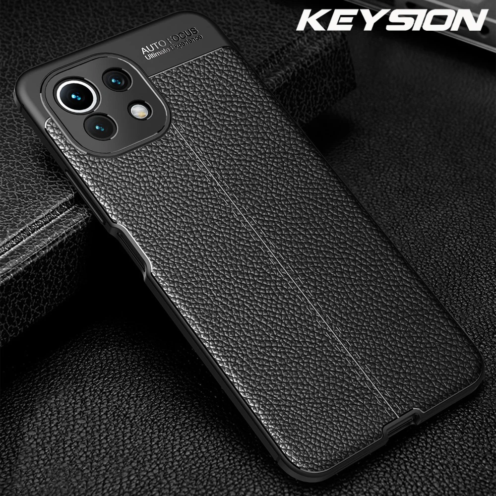 

Ударопрочный чехол KEYSION для Xiaomi Mi 11 Lite 5G NE 11i, кожаная текстура, Мягкая силиконовая задняя крышка для телефона Xiaomi Mi 10 Lite 10T