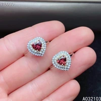 kjjeaxcmy fine jewelry 925 sterling silver inlaid natural pyrope garnet girl elegant luxury heart ring hot sale support check