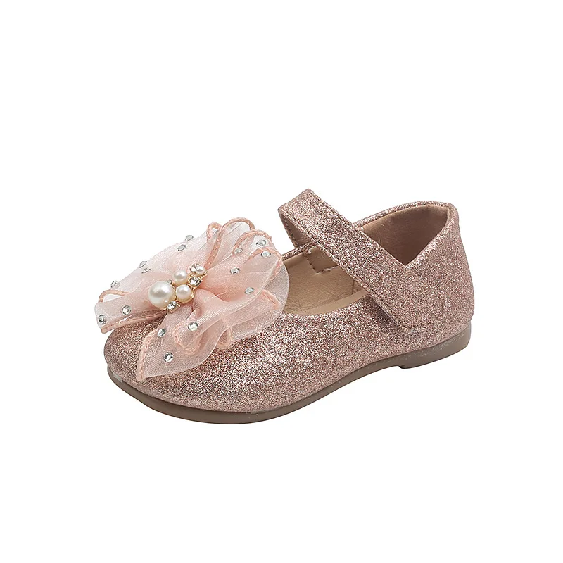 

2021 New Bowknot Children Soft-soled Princess Shoes for Girls Mesh Lady Shoes Fashion Chic Hot Casual Flats Cute for Part