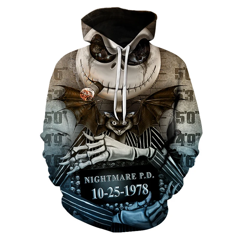 

Hip-hop hoodie, 2021 spring and winter, combined with horror printing, 3D printing, men and women
