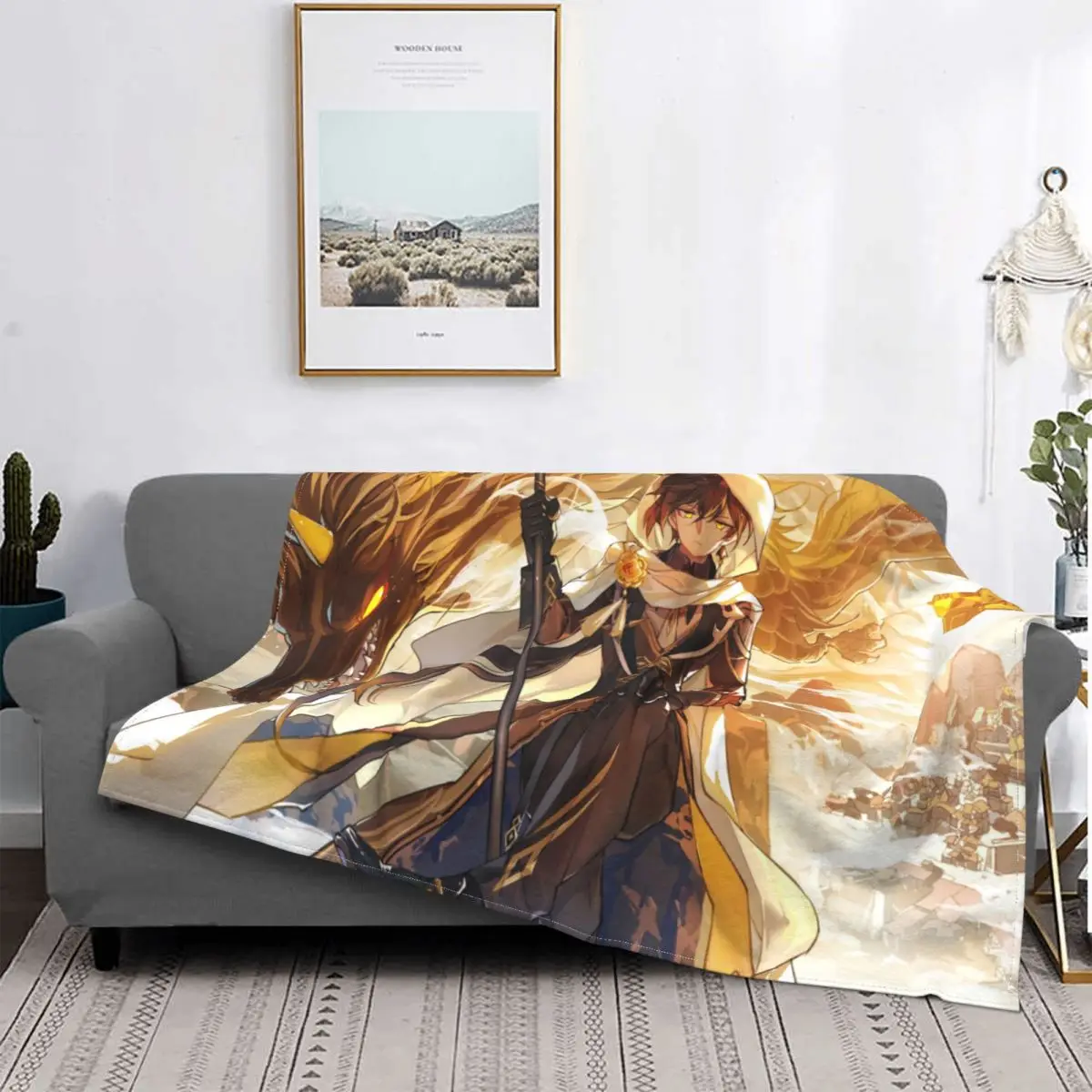 

Genshin Impact Anime Boys Zhongli Blanket Decorative Flannel Fleece Blanket Throw