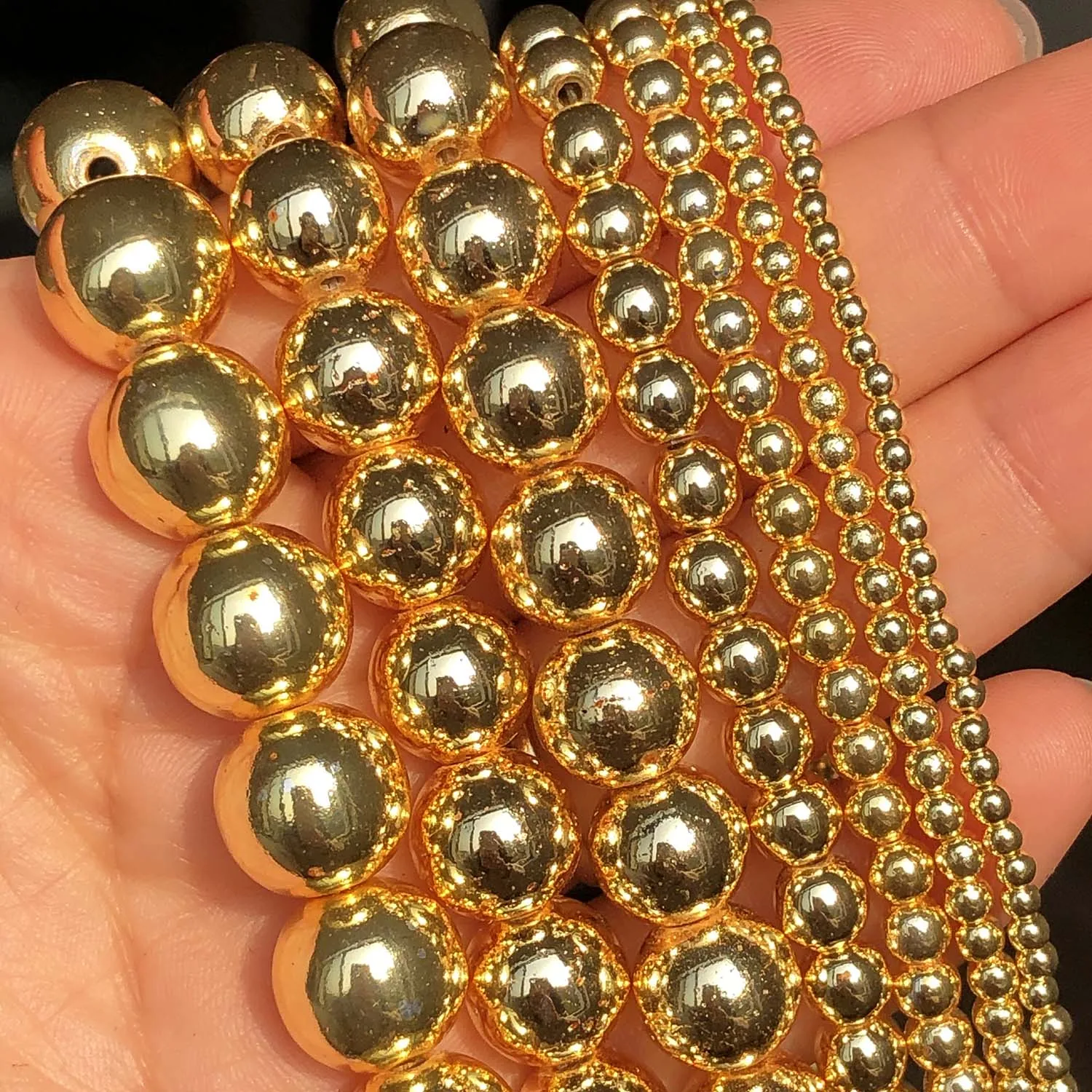 Натуральный камень бусин гематита золота Круглые бусины для самостоятельного