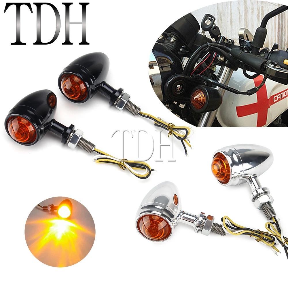 

Vintage Classic Motorcycle Bullet LED Turn Signal Light Cornering Steering Lamp Direction Indicator For Harley Honda Cafe Racer