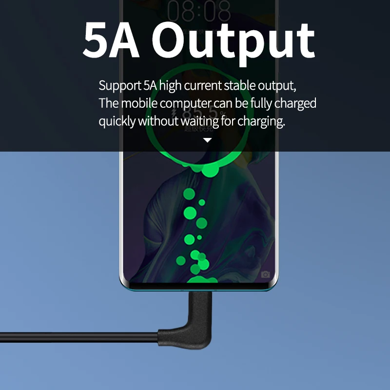 Двойной кабель Type-c USB C к c 5A Быстрая зарядка PD 100 Вт провод под прямым углом USB3.1 Type-C