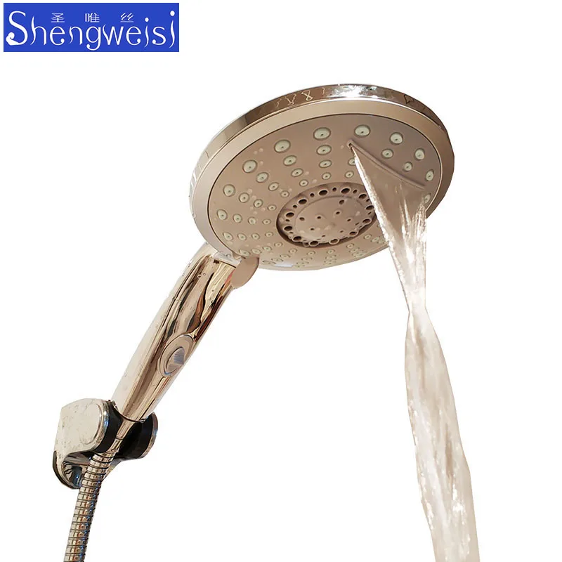 Waterfall water shower head five kinds of way with hose holder ABS | Обустройство дома