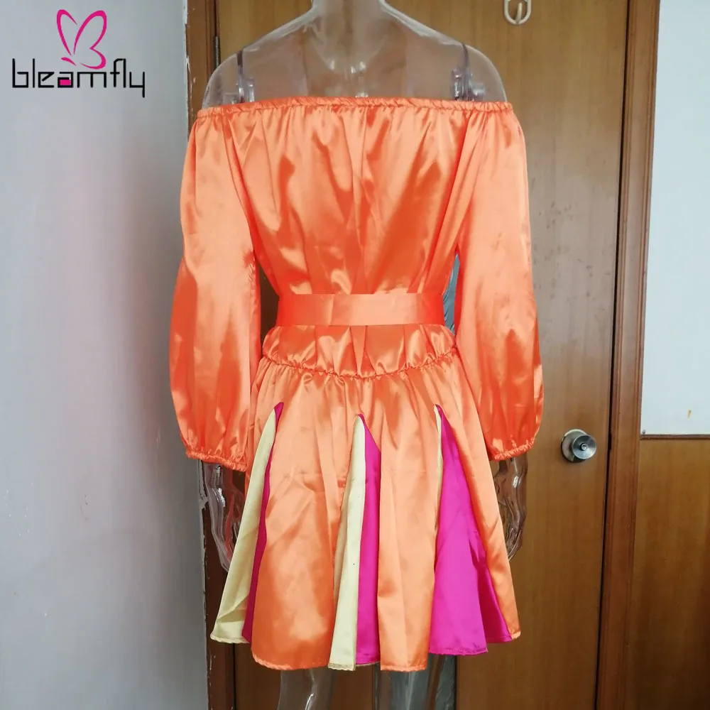 Новинка 2019 женское осеннее пляжное платье миди с открытыми плечами и рукавами