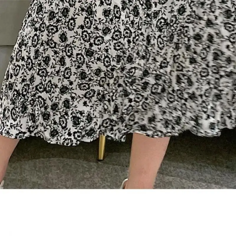 

Summer Floral Skirt Women 2021 New High Waist Slimming Casual Simple Loose Temperament Cotton A-line Long Skirt Free Shipping