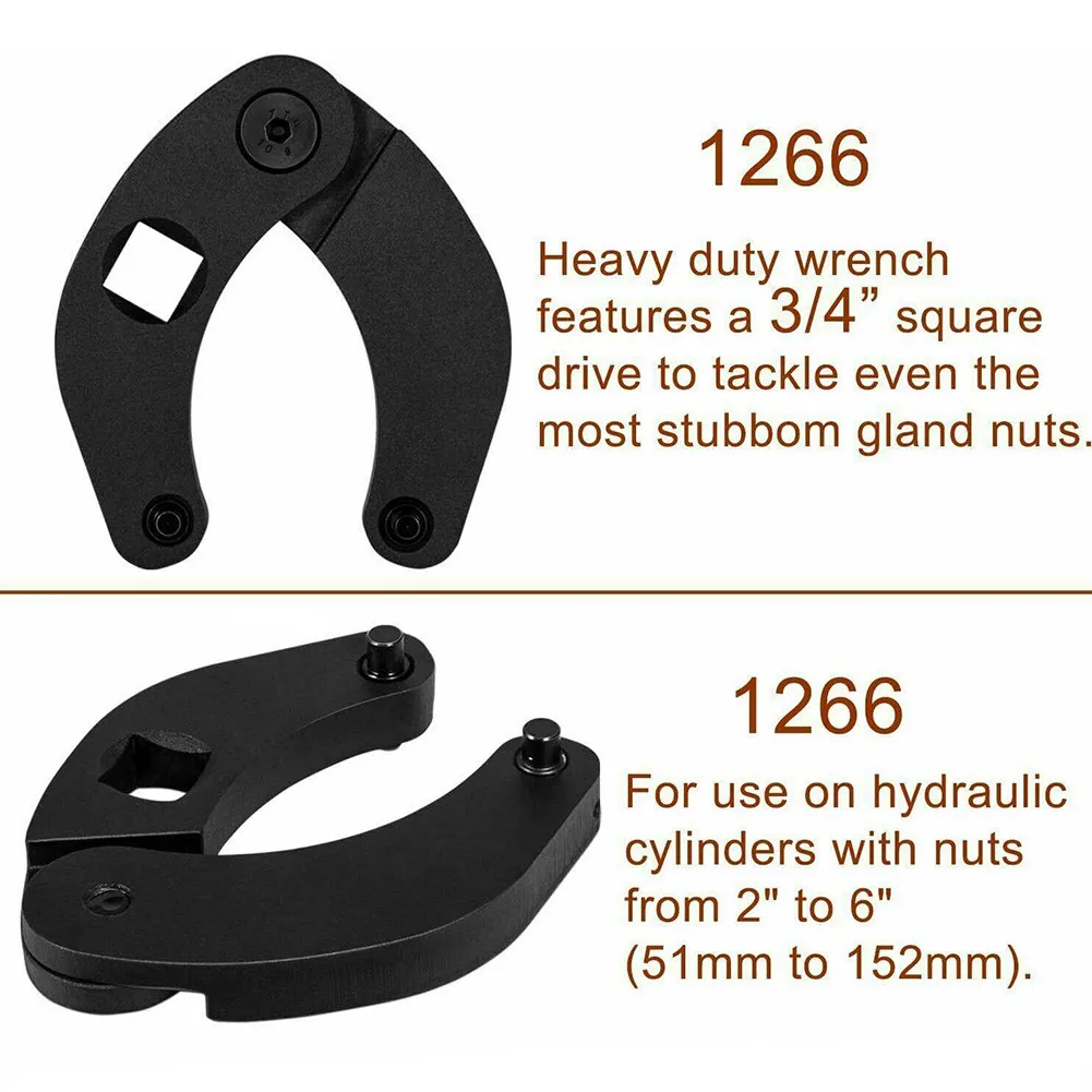 

3/4\\\" Square Drive Nut Wrench Adjustable Black Fit For Hydraulic Cylinders