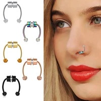 2021 magnet septum ring non pierced magnetic nose ring stainlesssteel fake piercing nose ring faux earring clip piercing jewelry