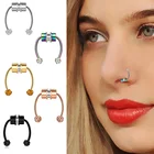 2021 магнитное кольцо для перегородки, не проколотое магнитное кольцо для носа, искусственное кольцо из нержавеющей стали для пирсинга носа, серьги-клипсы, ювелирные изделия для пирсинга