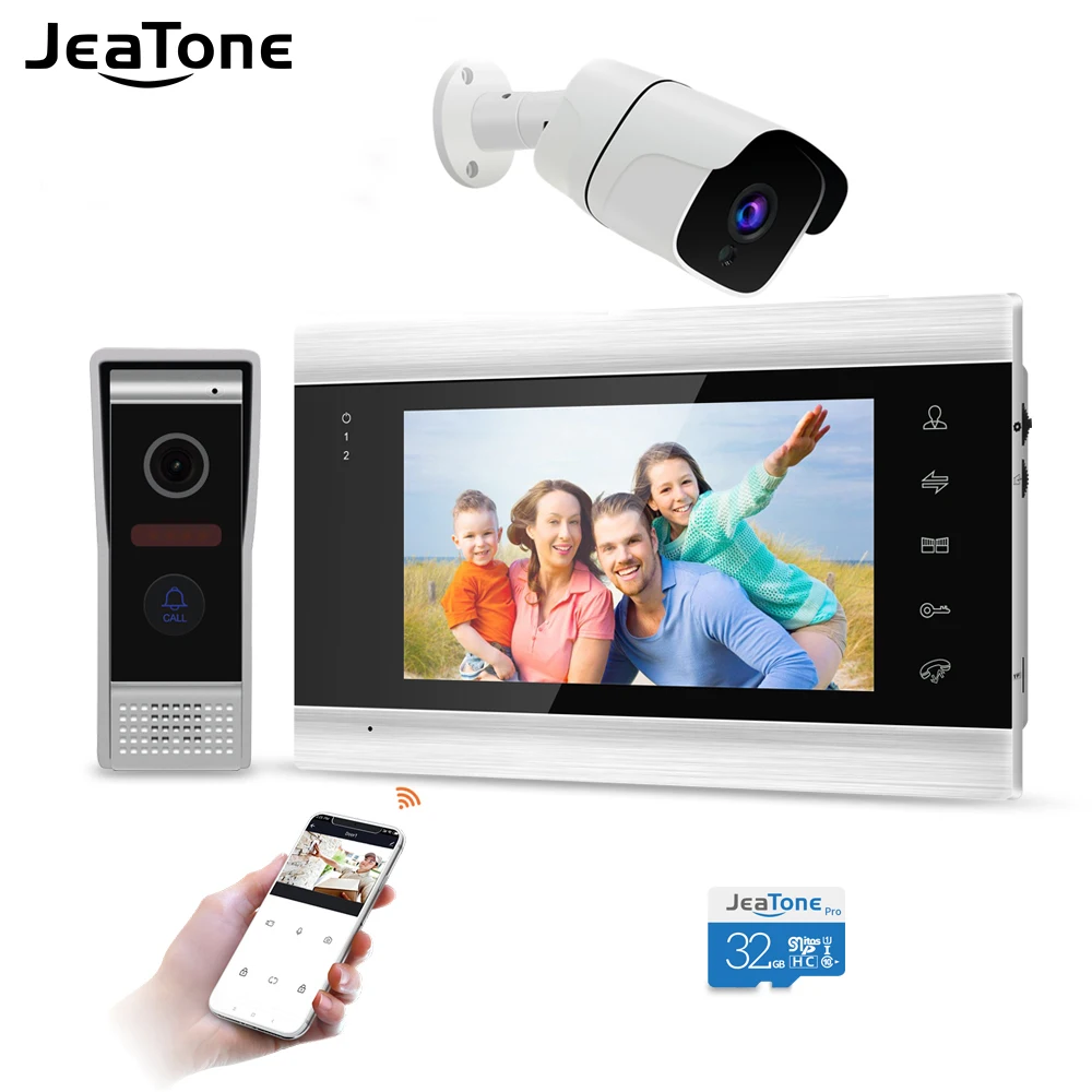 

JeaTone Tuya смартфон 7 ''монитор видеодомофон домашняя система безопасности с 720P Камера уличная система