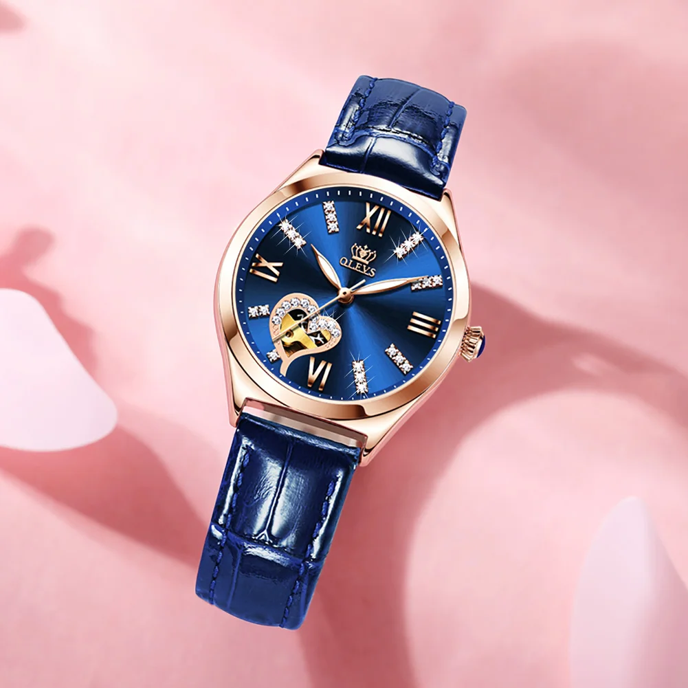 

Женские автоматические механические наручные часы кожаный ремешок полый дизайн светящиеся руки водонепроницаемые элегантные модные женс...