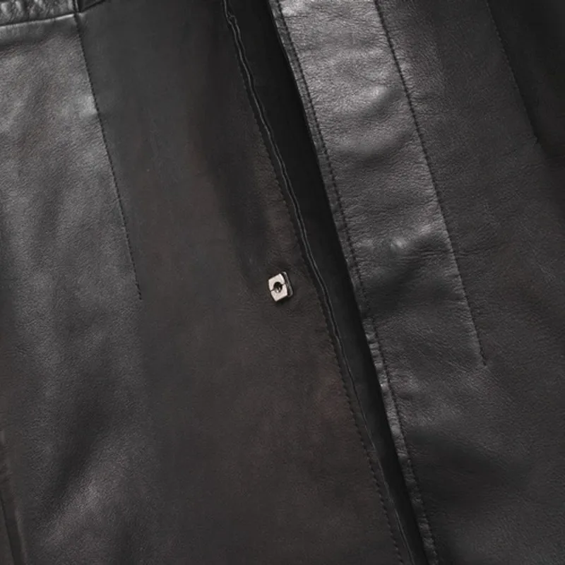 

Sheepskin Real Harajuku Men Long Trench Coat Streetwear New High Quality Genuine Leather Jacket Male Slim Fit Outwear Overcoat