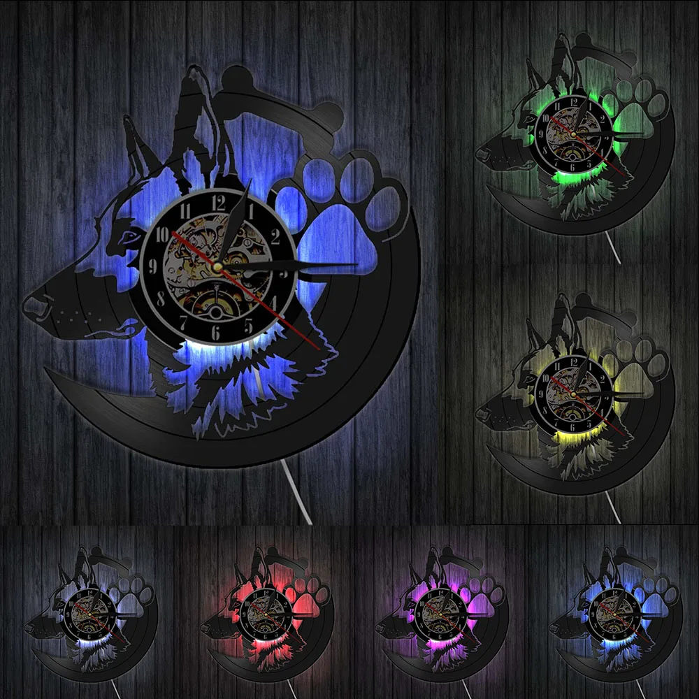 Немецкая овчарка настенные художественная декоративная стена часы на заказ имя