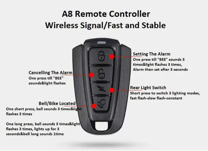 

ANTUSI A8 Bicycle Tail Light Road Bike Anti-theft Alarm Lock Auto Brake Mountain Bike Light Tail Light Riding Equipment