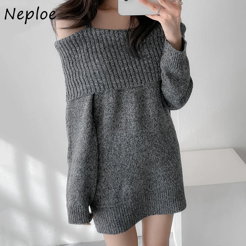 Элегантное платье Neploe с воротником-лодочкой женская кофта открытыми плечами